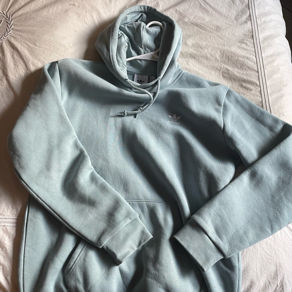 Adidas trefoil hoodie men’s size medium blue green